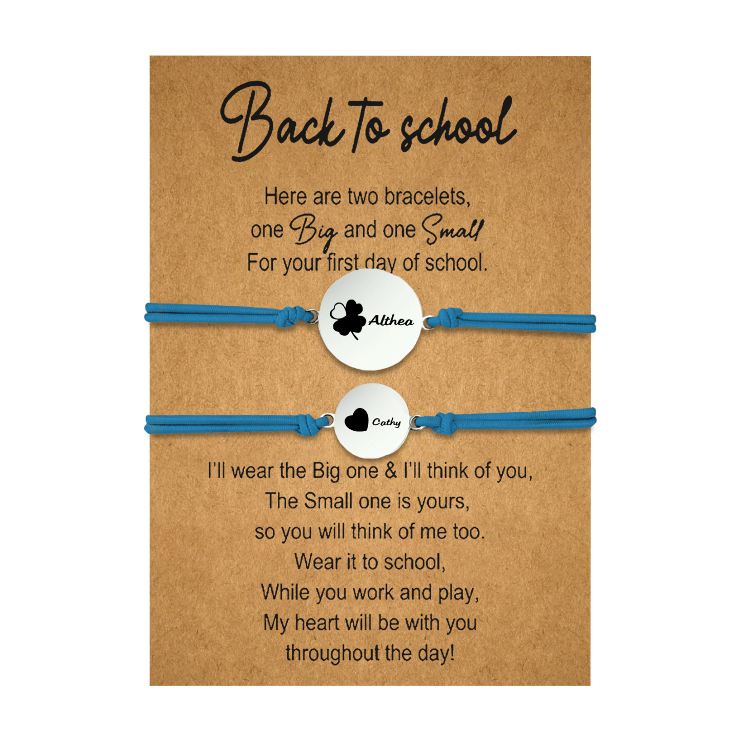 2 PCS Four Leaf Clover And Heart Elastic Stainless Steel Bracelets, A Good Back To School Gift For Daughter