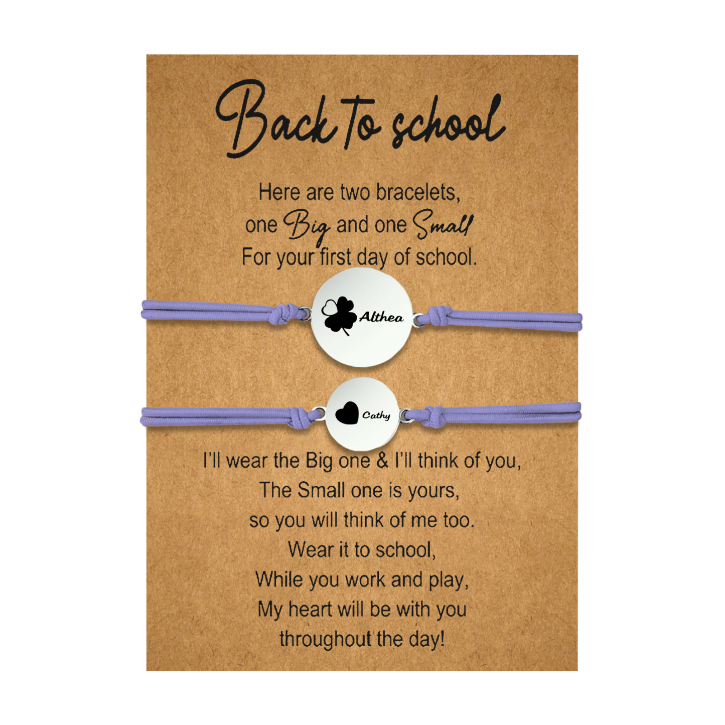 2 PCS Four Leaf Clover And Heart Elastic Stainless Steel Bracelets, A Good Back To School Gift For Daughter