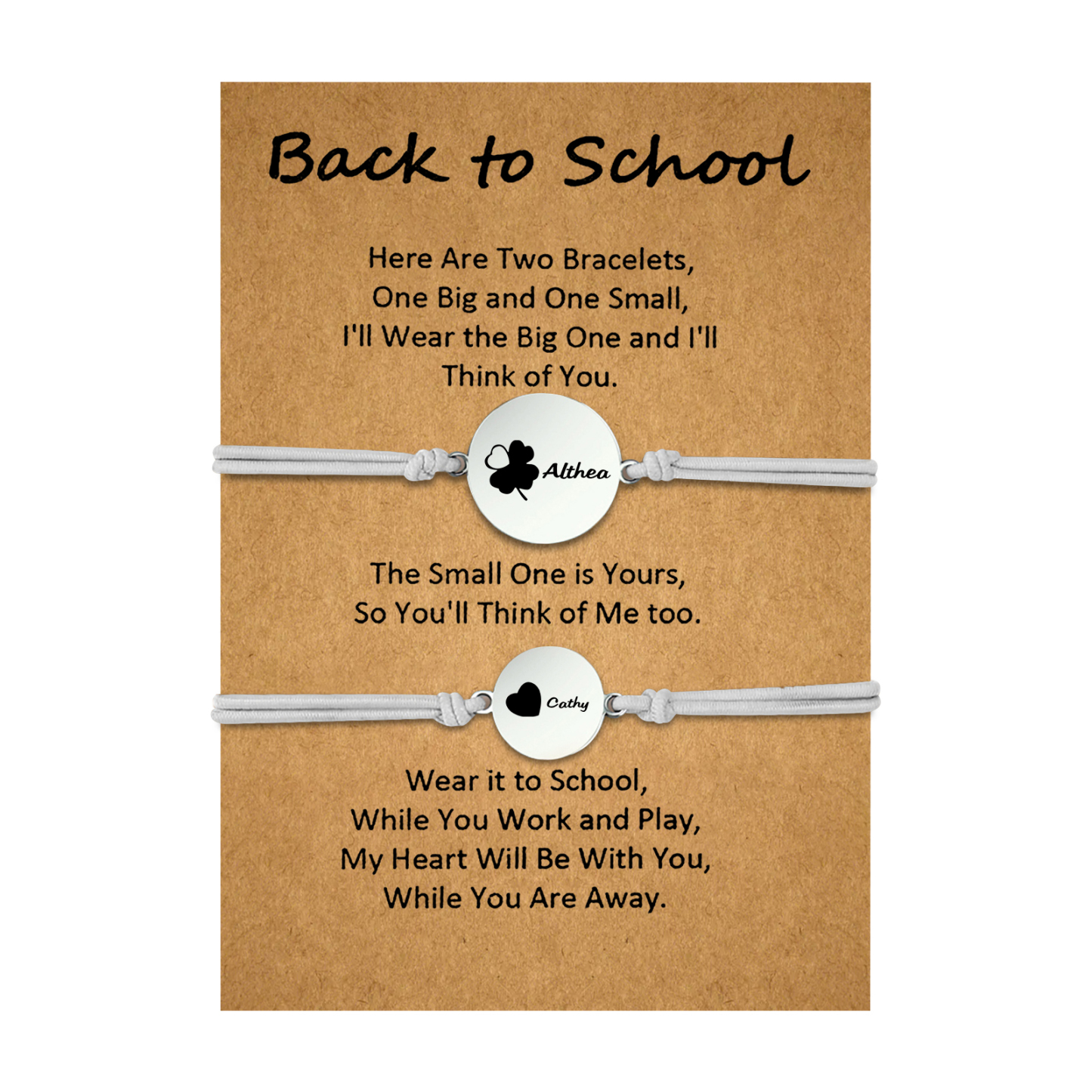 2 PCS Four Leaf Clover And Heart Elastic Stainless Steel Bracelets, A Good Back To School Gift For Daughter