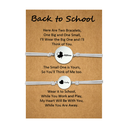 2 PCS Four Leaf Clover And Heart Elastic Stainless Steel Bracelets, A Good Back To School Gift For Daughter