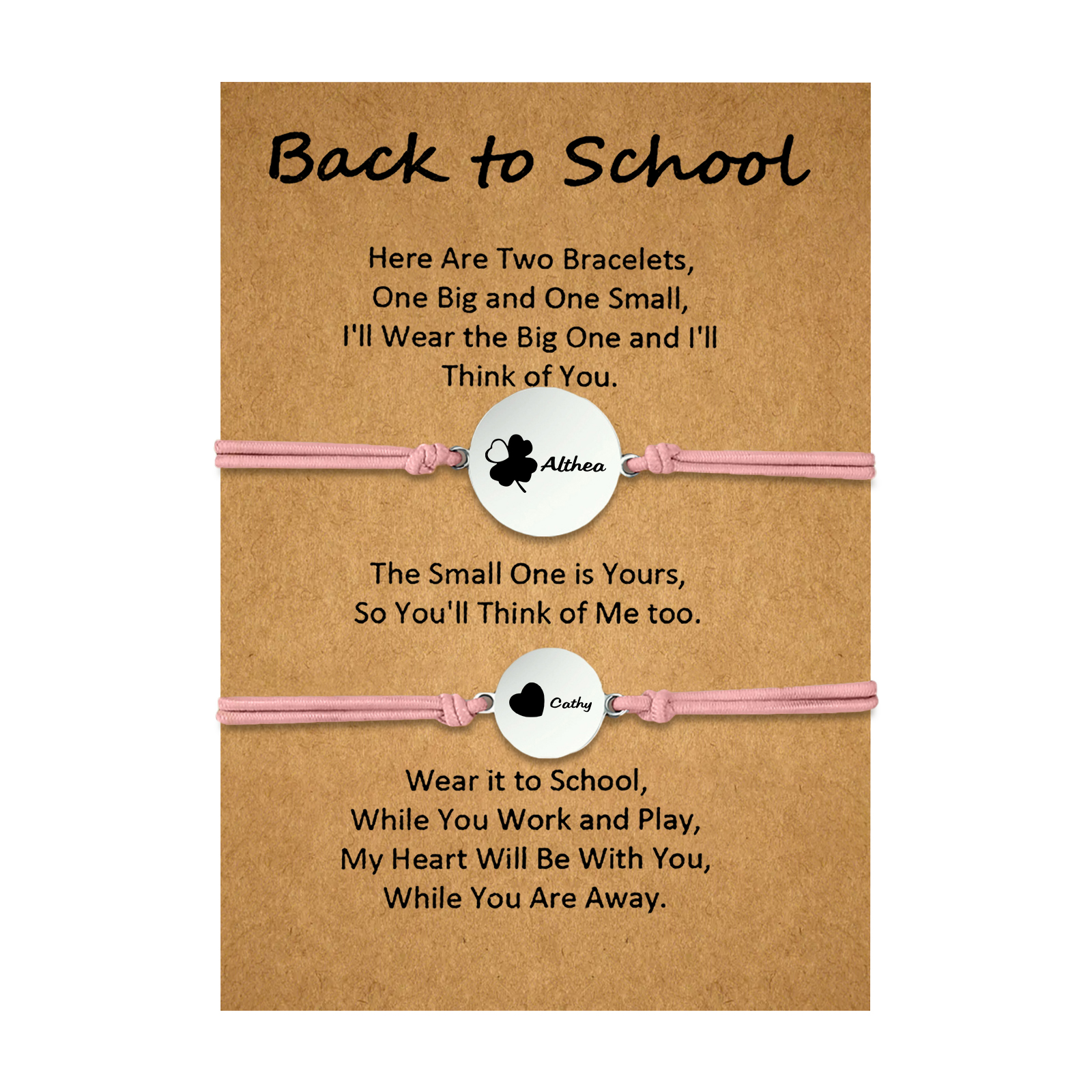 2 PCS Four Leaf Clover And Heart Elastic Stainless Steel Bracelets, A Good Back To School Gift For Daughter