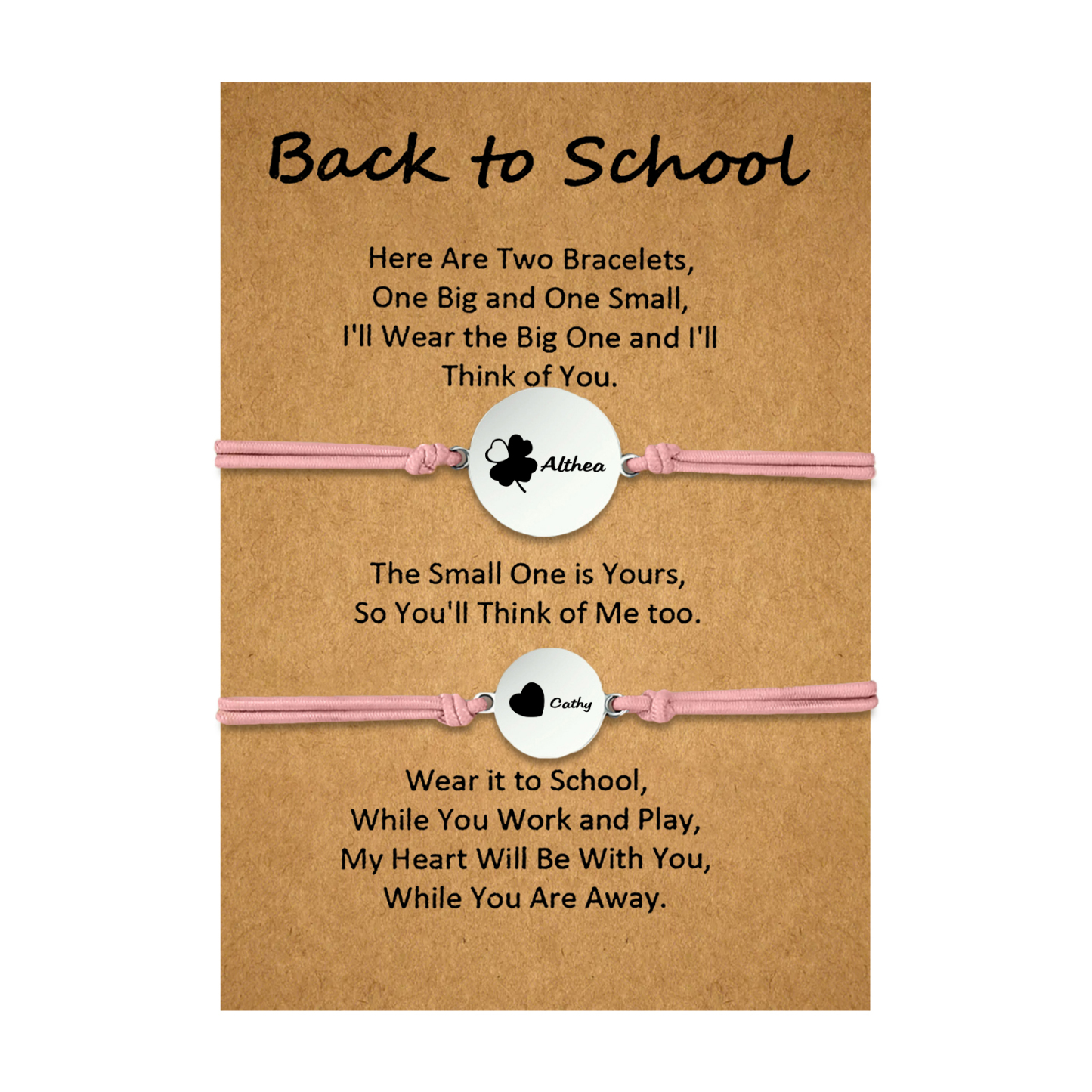 2 PCS Four Leaf Clover And Heart Elastic Stainless Steel Bracelets, A Good Back To School Gift For Daughter