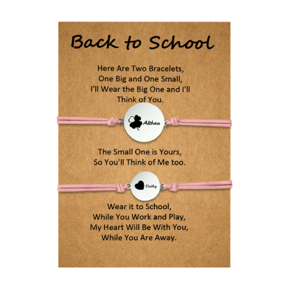 2 PCS Four Leaf Clover And Heart Elastic Stainless Steel Bracelets, A Good Back To School Gift For Daughter