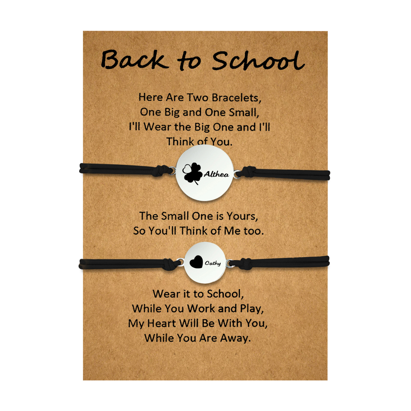 2 PCS Four Leaf Clover And Heart Elastic Stainless Steel Bracelets, A Good Back To School Gift For Daughter