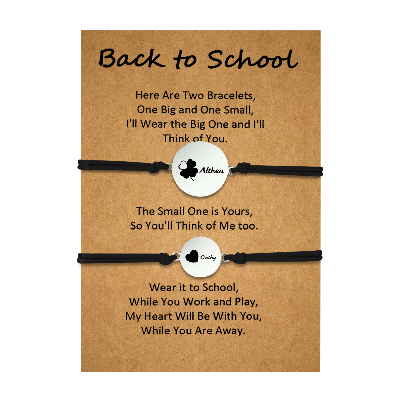 2 PCS Four Leaf Clover And Heart Elastic Stainless Steel Bracelets, A Good Back To School Gift For Daughter