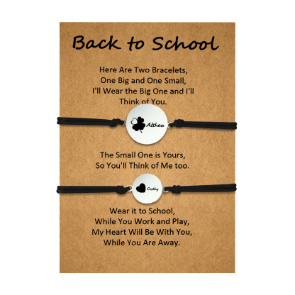 2 PCS Four Leaf Clover And Heart Elastic Stainless Steel Bracelets, A Good Back To School Gift For Daughter