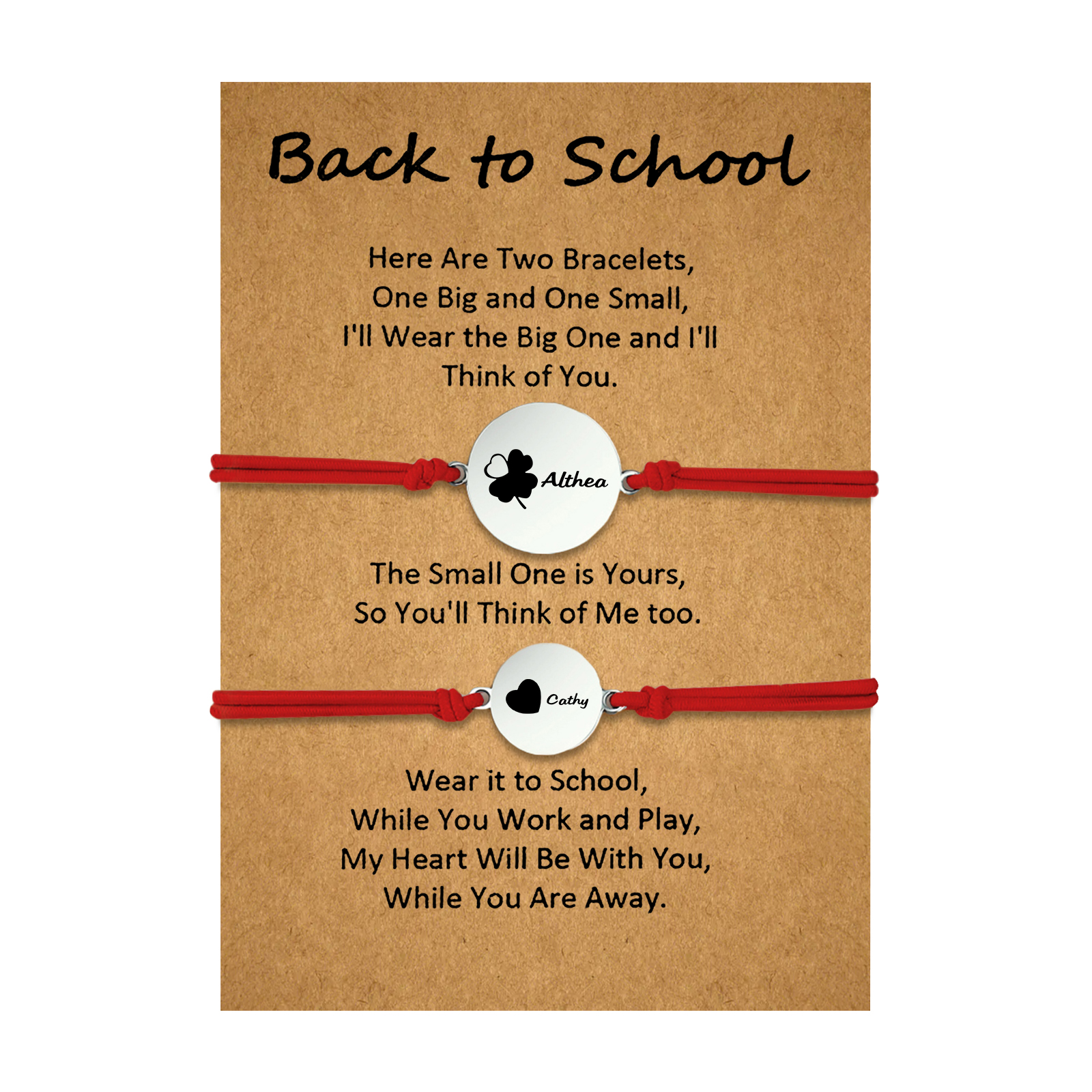 2 PCS Four Leaf Clover And Heart Elastic Stainless Steel Bracelets, A Good Back To School Gift For Daughter