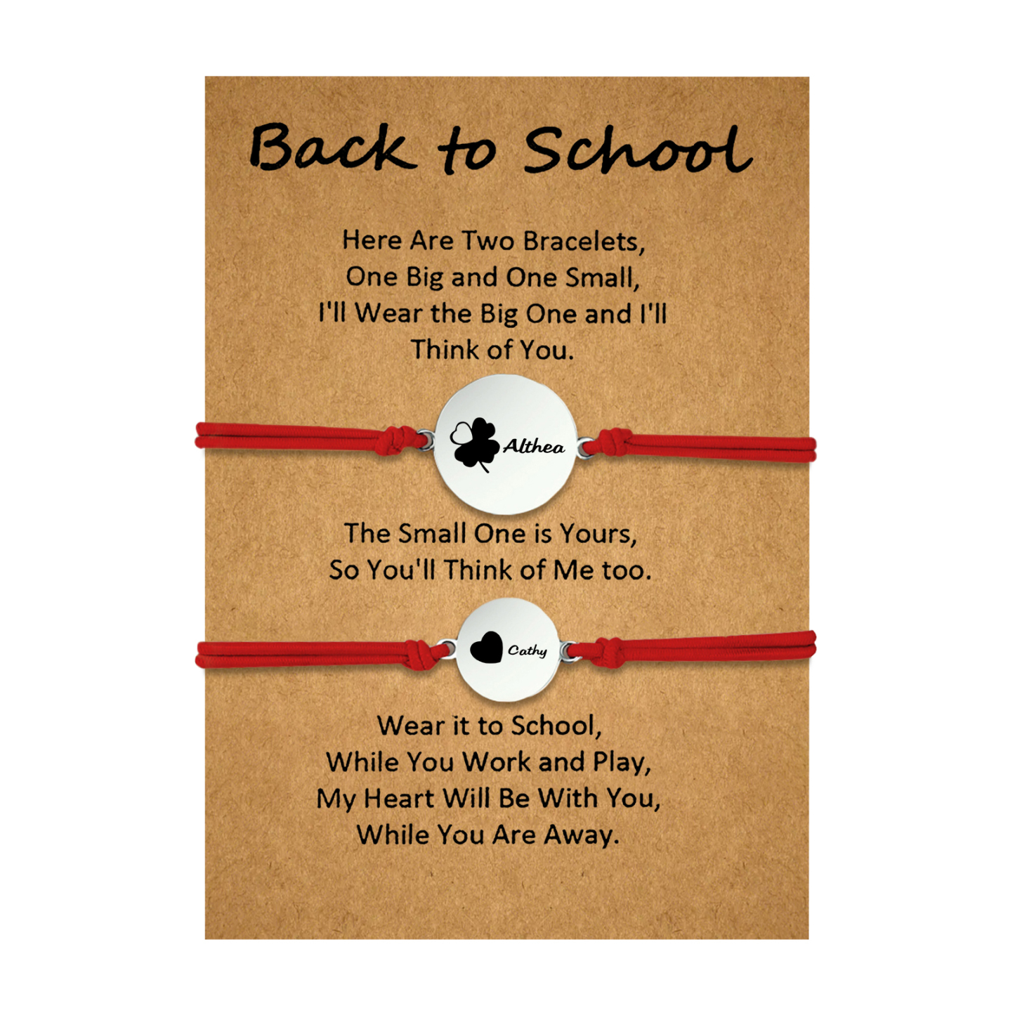 2 PCS Four Leaf Clover And Heart Elastic Stainless Steel Bracelets, A Good Back To School Gift For Daughter