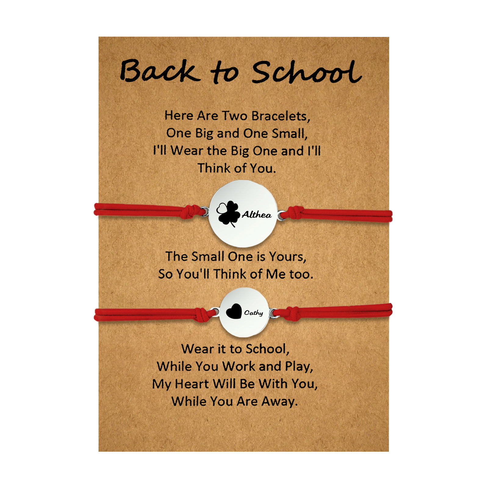 2 PCS Four Leaf Clover And Heart Elastic Stainless Steel Bracelets, A Good Back To School Gift For Daughter