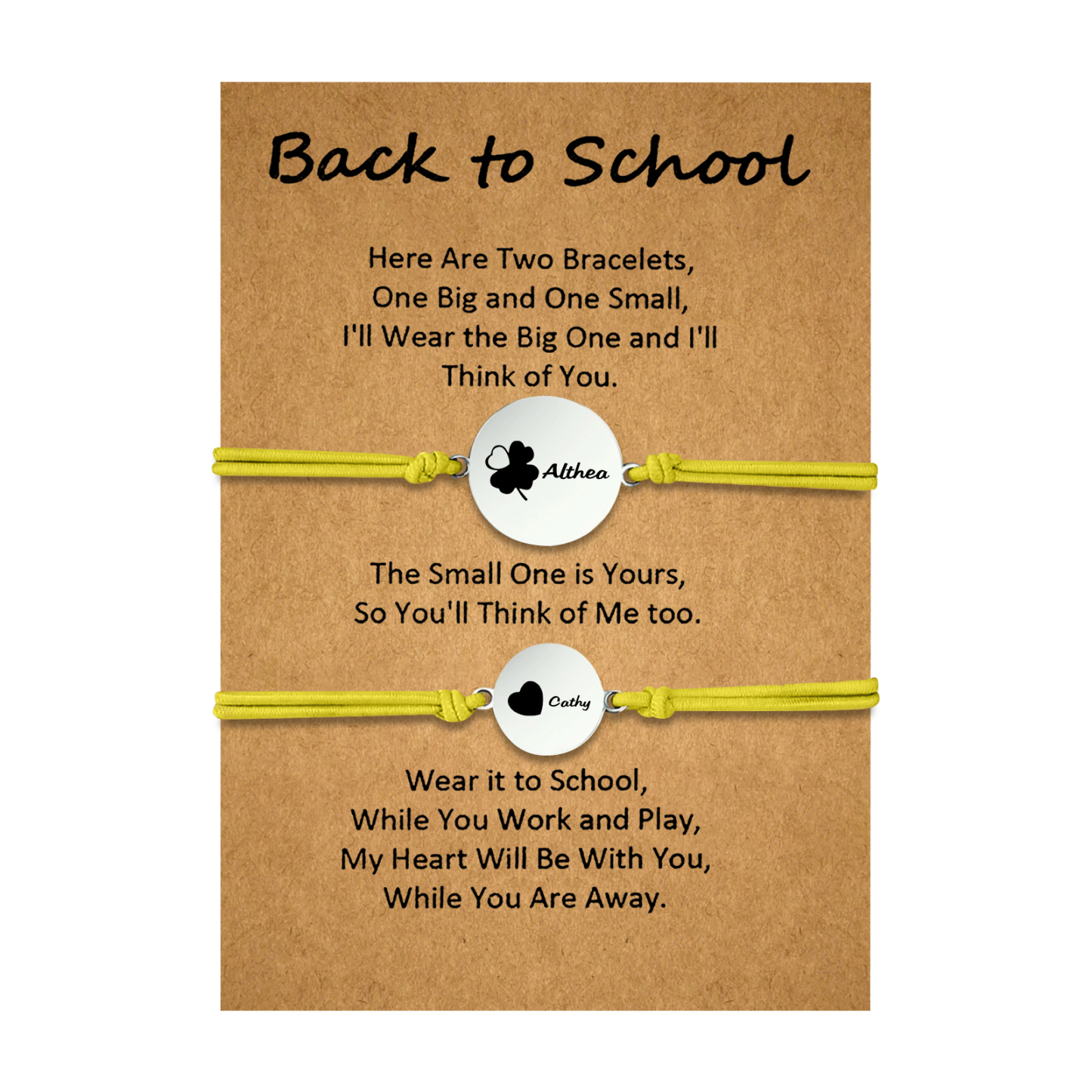 2 PCS Four Leaf Clover And Heart Elastic Stainless Steel Bracelets, A Good Back To School Gift For Daughter