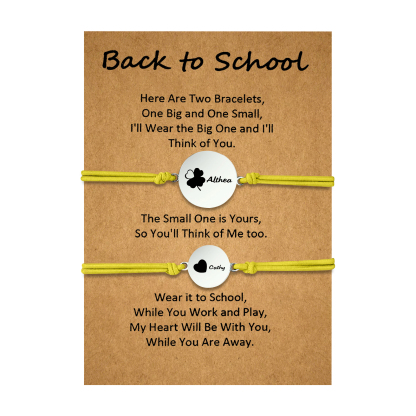 2 PCS Four Leaf Clover And Heart Elastic Stainless Steel Bracelets, A Good Back To School Gift For Daughter