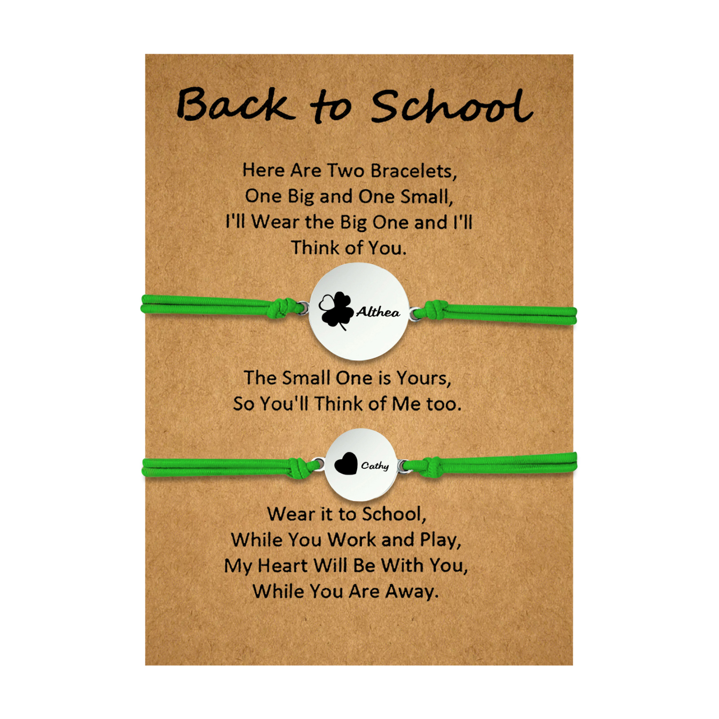 2 PCS Four Leaf Clover And Heart Elastic Stainless Steel Bracelets, A Good Back To School Gift For Daughter