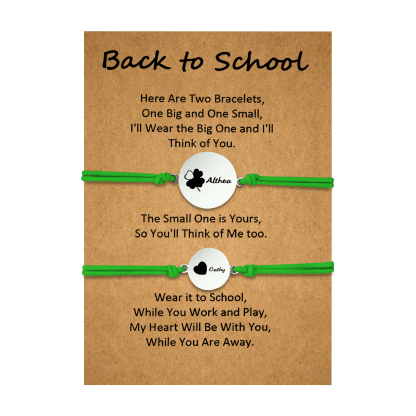 2 PCS Four Leaf Clover And Heart Elastic Stainless Steel Bracelets, A Good Back To School Gift For Daughter