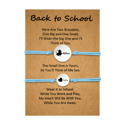 2 PCS Four Leaf Clover And Heart Elastic Stainless Steel Bracelets, A Good Back To School Gift For Daughter