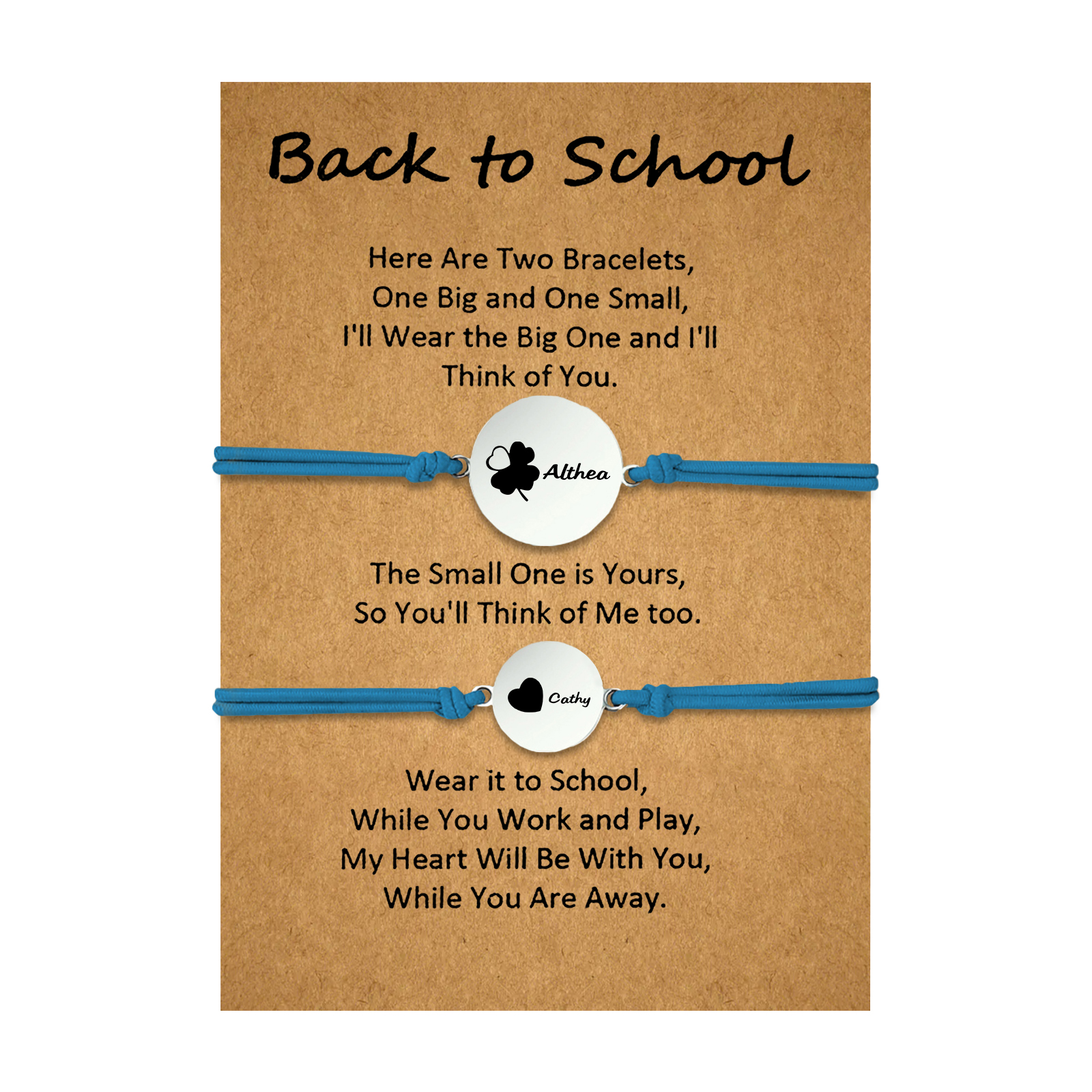 2 PCS Four Leaf Clover And Heart Elastic Stainless Steel Bracelets, A Good Back To School Gift For Daughter