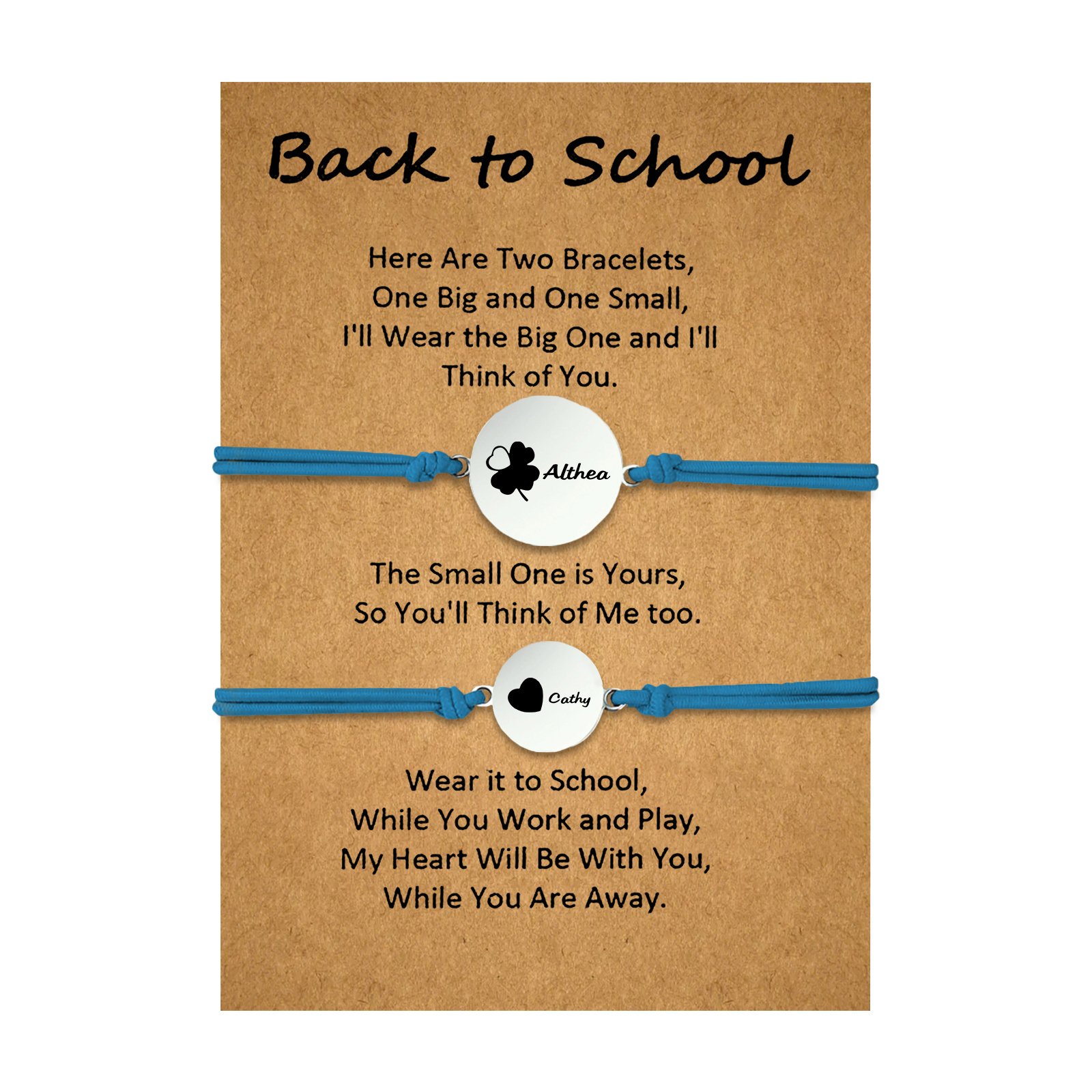 2 PCS Four Leaf Clover And Heart Elastic Stainless Steel Bracelets, A Good Back To School Gift For Daughter