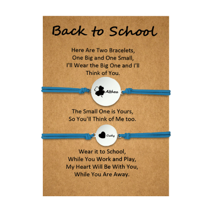 2 PCS Four Leaf Clover And Heart Elastic Stainless Steel Bracelets, A Good Back To School Gift For Daughter