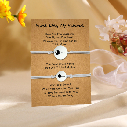 2 PCS Four Leaf Clover And Heart Elastic Stainless Steel Bracelets, A Good First Day Of School Gift For Daughter