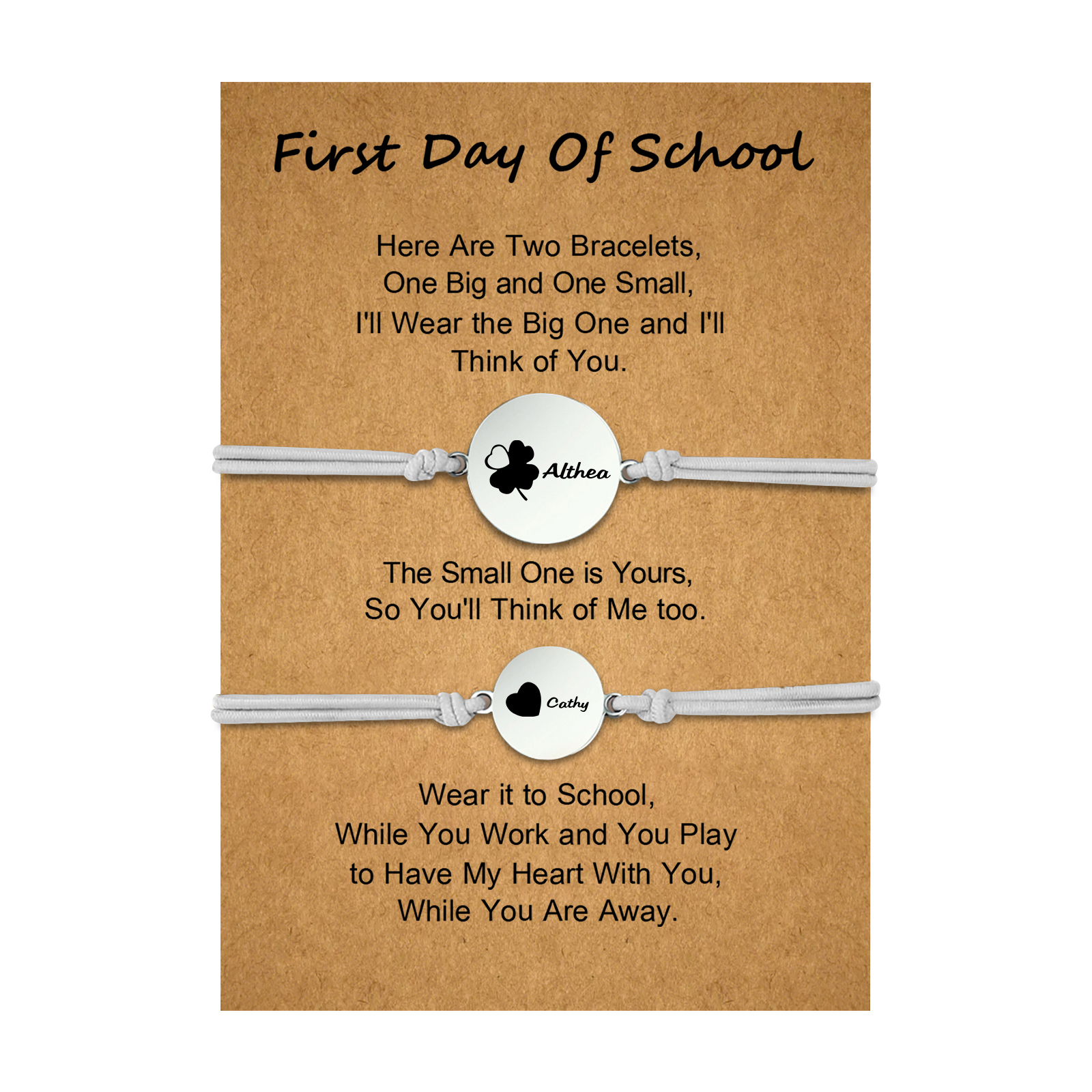 Jessemade UK 2 PCS Four Leaf Clover And Heart Elastic Stainless Steel Bracelets, A Good First Day Of School Gift For Daughter 19.99 n2