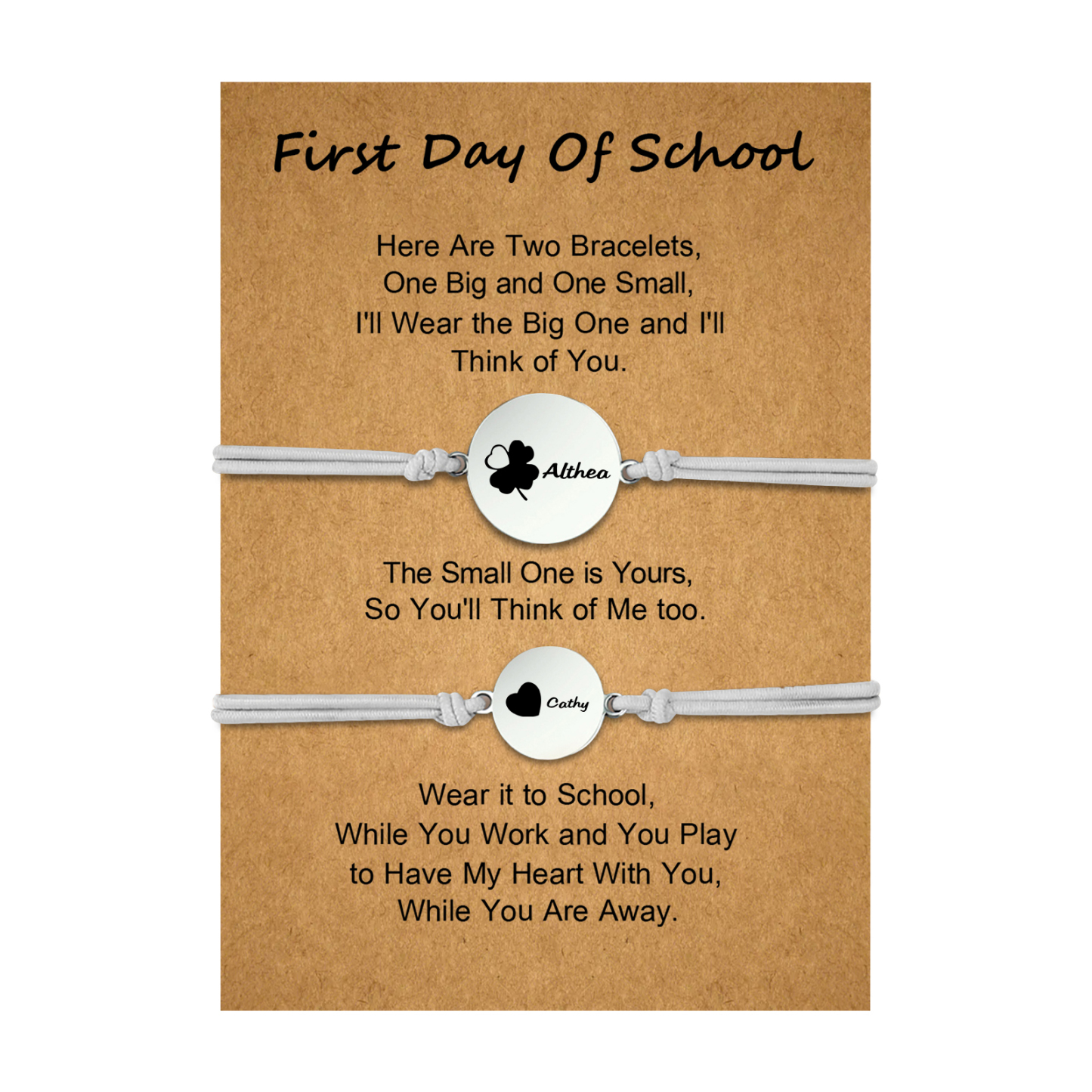 Jessemade UK 2 PCS Four Leaf Clover And Heart Elastic Stainless Steel Bracelets, A Good First Day Of School Gift For Daughter 19.99 n2