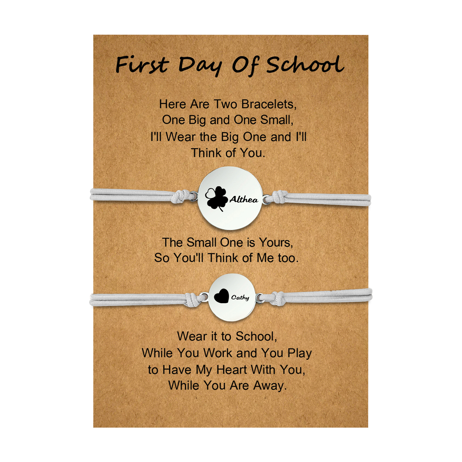 Jessemade UK 2 PCS Four Leaf Clover And Heart Elastic Stainless Steel Bracelets, A Good First Day Of School Gift For Daughter 19.99 n2