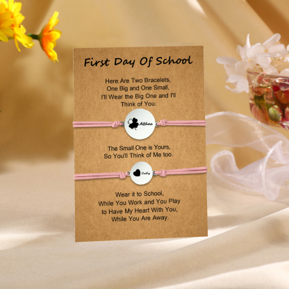 2 PCS Four Leaf Clover And Heart Elastic Stainless Steel Bracelets, A Good First Day Of School Gift For Daughter