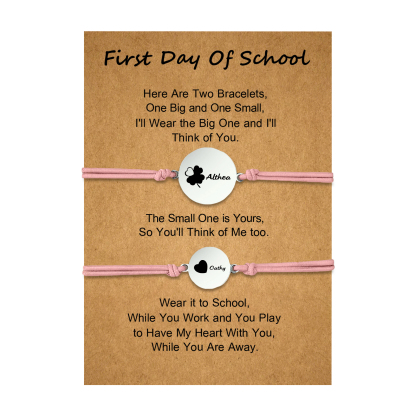 2 PCS Four Leaf Clover And Heart Elastic Stainless Steel Bracelets, A Good First Day Of School Gift For Daughter