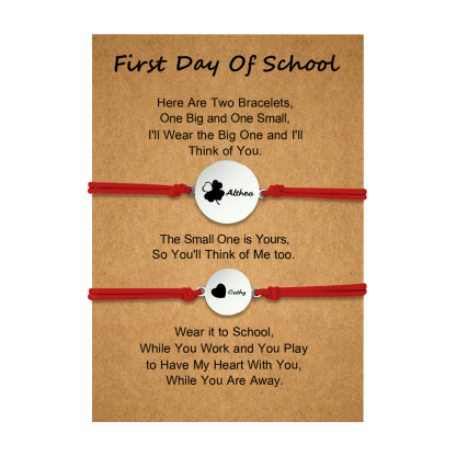 2 PCS Four Leaf Clover And Heart Elastic Stainless Steel Bracelets, A Good First Day Of School Gift For Daughter