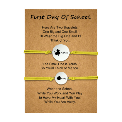 2 PCS Four Leaf Clover And Heart Elastic Stainless Steel Bracelets, A Good First Day Of School Gift For Daughter