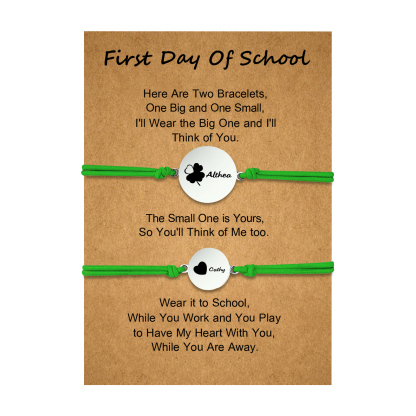 2 PCS Four Leaf Clover And Heart Elastic Stainless Steel Bracelets, A Good First Day Of School Gift For Daughter