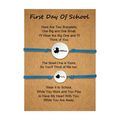 2 PCS Four Leaf Clover And Heart Elastic Stainless Steel Bracelets, A Good First Day Of School Gift For Daughter