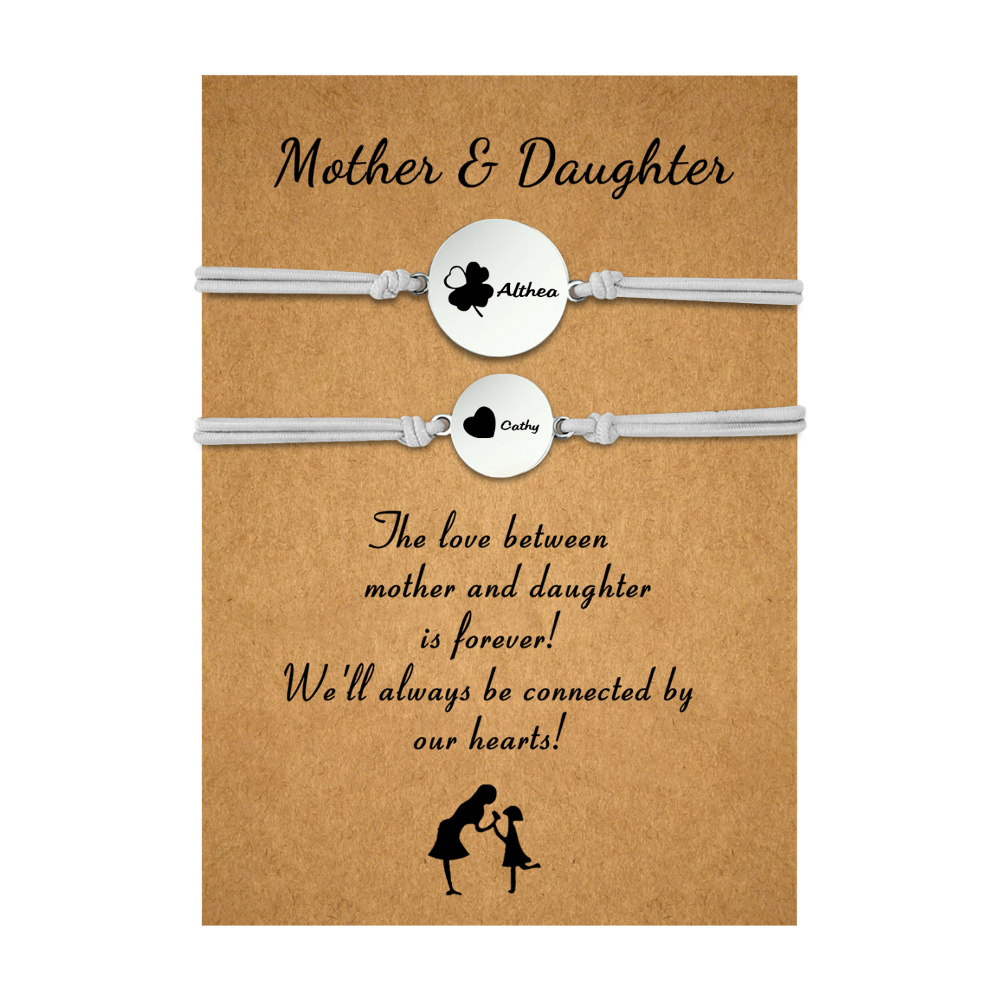 Jessemade UK 2 PCS Four Leaf Clover And Heart Elastic Stainless Steel Bracelets, Back To School Gift For Daughter 19.99 n2