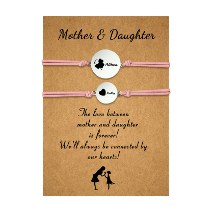 2 PCS Four Leaf Clover And Heart Elastic Stainless Steel Bracelets, Back To School Gift For Daughter