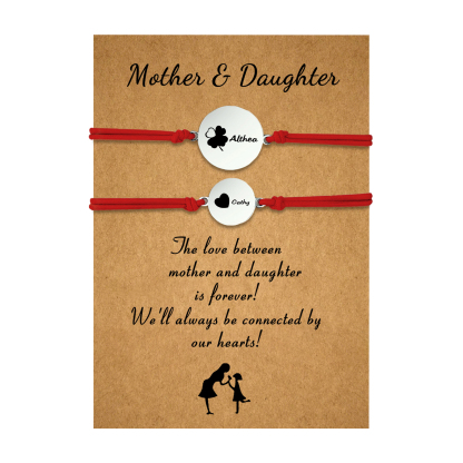 2 PCS Four Leaf Clover And Heart Elastic Stainless Steel Bracelets, Back To School Gift For Daughter