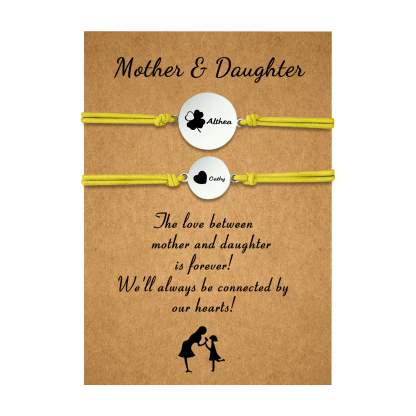 2 PCS Four Leaf Clover And Heart Elastic Stainless Steel Bracelets, Back To School Gift For Daughter