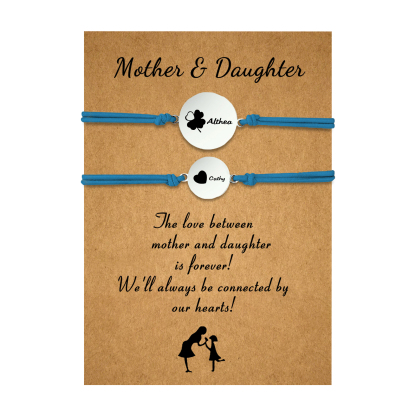 2 PCS Four Leaf Clover And Heart Elastic Stainless Steel Bracelets, Back To School Gift For Daughter