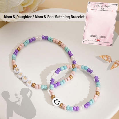 2 PCS Colorful Natural Stone Bracelets With Card Back To School Season Gift For Daughters