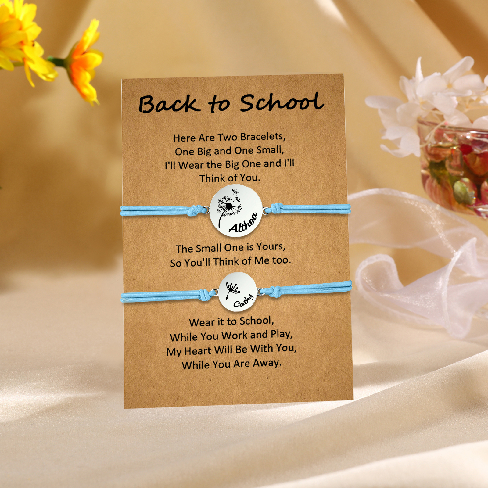 2 PCS Dandelion Pattern Elastic Stainless Steel Bracelet, A Back-To-School Gift For Daughter