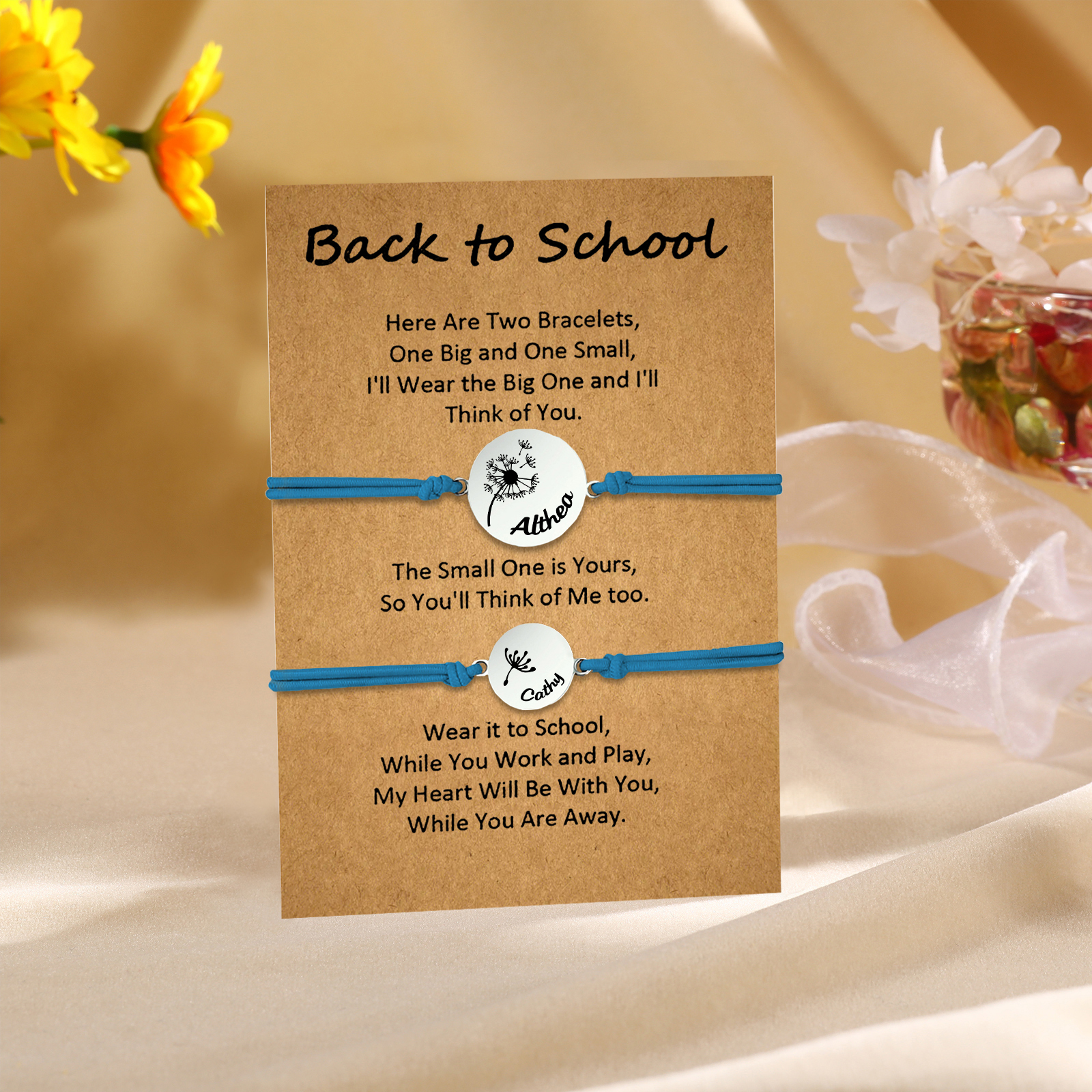 2 PCS Dandelion Pattern Elastic Stainless Steel Bracelet, A Back-To-School Gift For Daughter