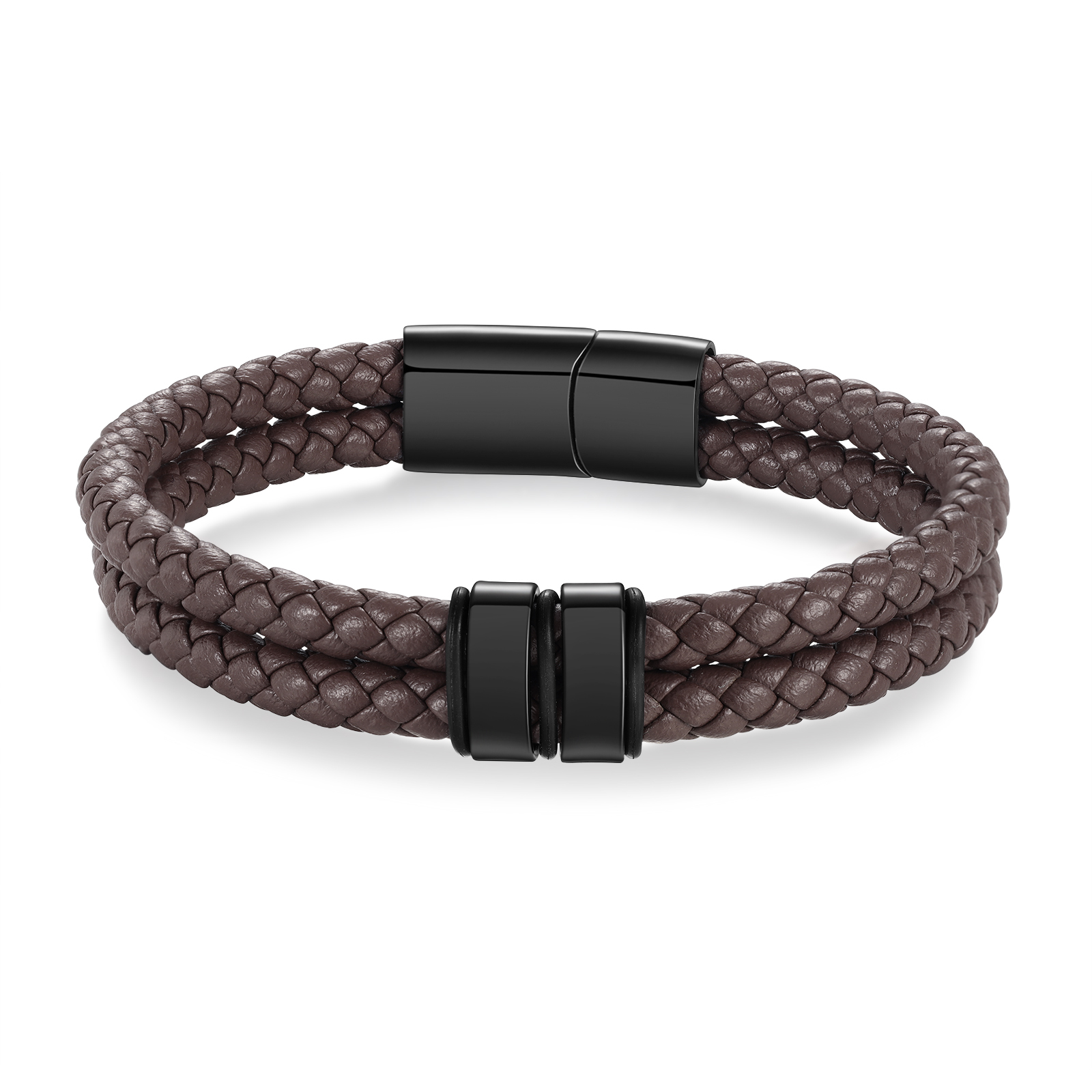 2 Names - Personalized Name Men's Leather Bracelet Gift for Him