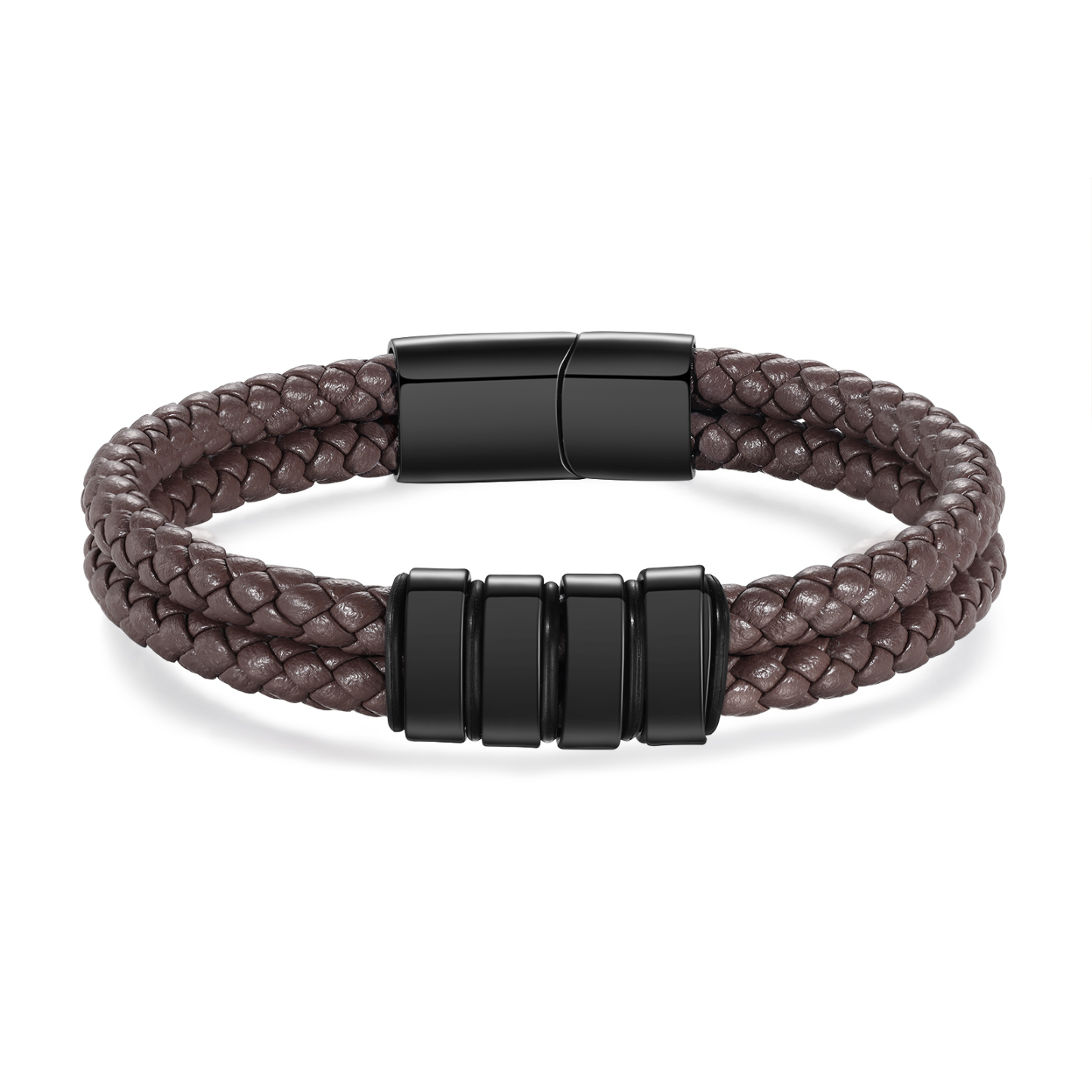 4 Names - Personalized Name Men's Leather Bracelet Gift for Him