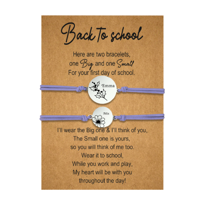 Jessemade UK 2 PCS Personalized 2 Birthflowers & 2 Names Elastic Stainless Steel Bracelet Back to School Gift for Daughter 19.99 n2-f2