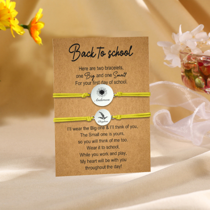 2 PCS Customized 2 Names Dandelion Pattern Elastic Stainless Steel Bracelet, A Back-To-School Gift For Daughter