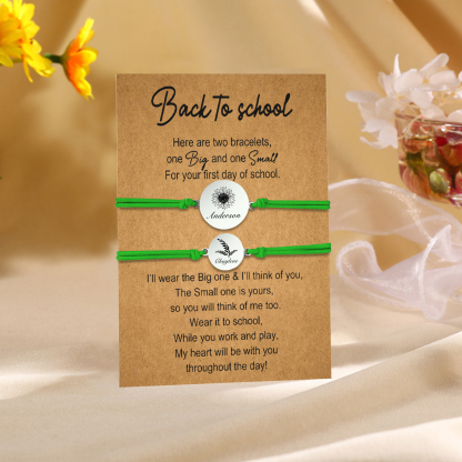 2 PCS Customized 2 Names Dandelion Pattern Elastic Stainless Steel Bracelet, A Back-To-School Gift For Daughter