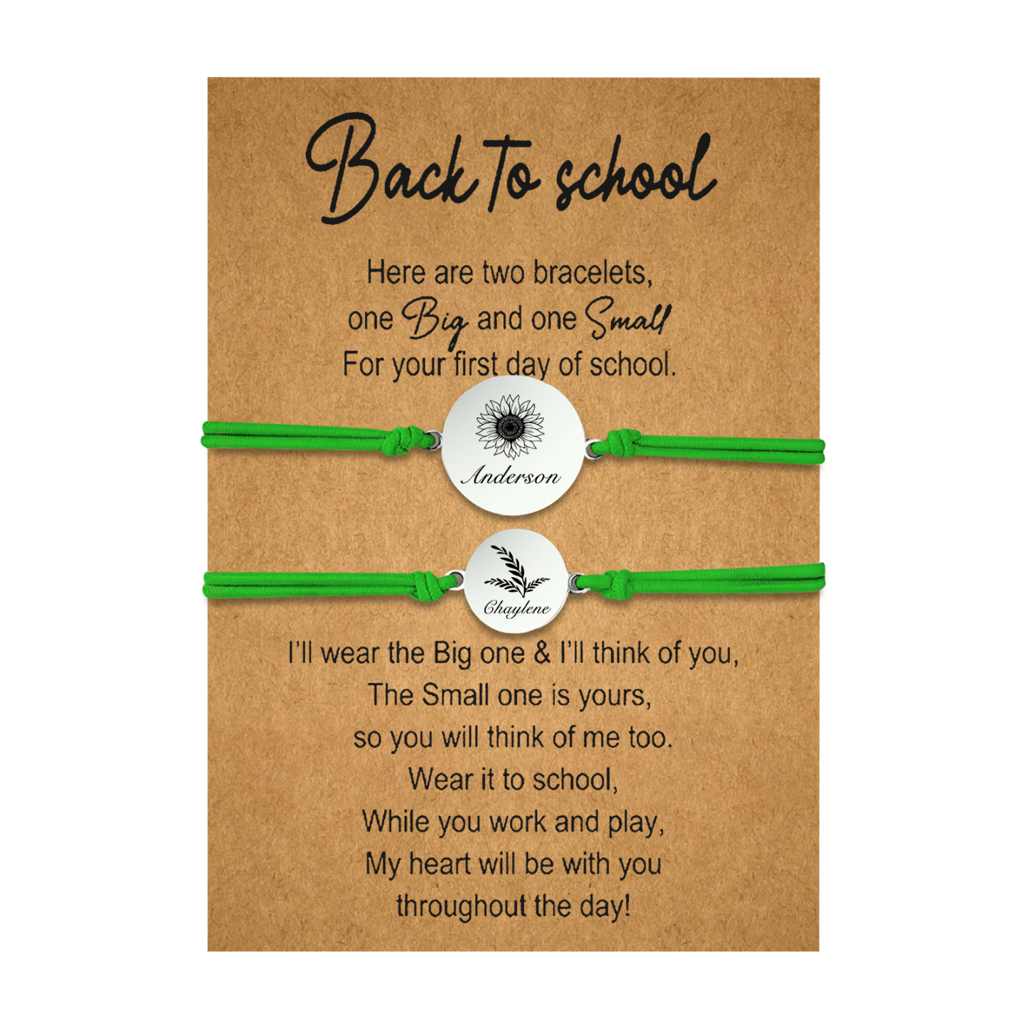 2 PCS Customized 2 Names Dandelion Pattern Elastic Stainless Steel Bracelet, A Back-To-School Gift For Daughter