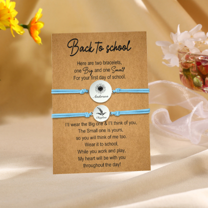 2 PCS Customized 2 Names Dandelion Pattern Elastic Stainless Steel Bracelet, A Back-To-School Gift For Daughter