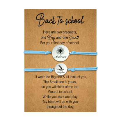 2 PCS Customized 2 Names Dandelion Pattern Elastic Stainless Steel Bracelet, A Back-To-School Gift For Daughter