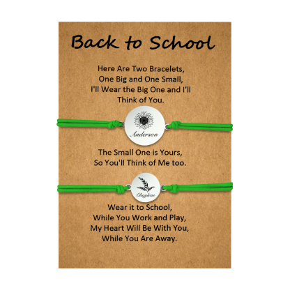 2 PCS Customized 2 Names Dandelion Pattern Elastic Stainless Steel Bracelet Back-To-School Gift For Daughter