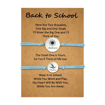 2 PCS Customized 2 Names Dandelion Pattern Elastic Stainless Steel Bracelet Back-To-School Gift For Daughter