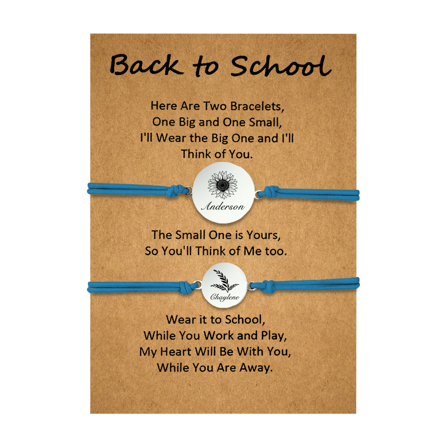 2 PCS Customized 2 Names Dandelion Pattern Elastic Stainless Steel Bracelet Back-To-School Gift For Daughter